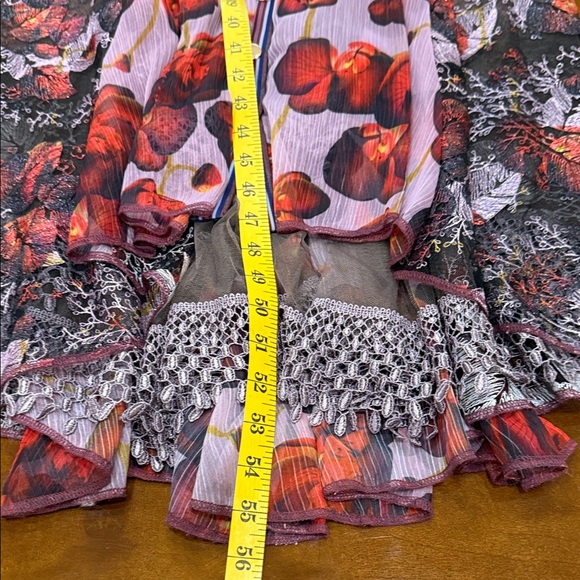 Byron Lars, Elegant,Unique Floral Sheer Maxi Dress, Red/Purple Accents, size 10 - Picture 15 of 15